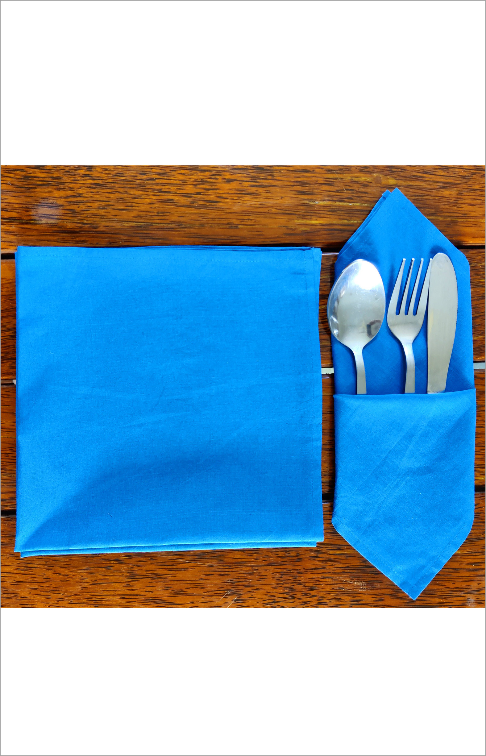 Handloom Organic Cotton Napkins Blue  Solid -Set of 6 